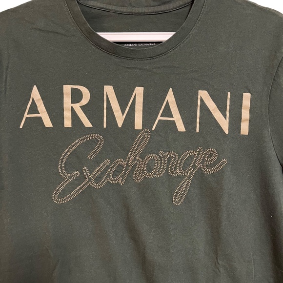 Armani Exchange: Men's Green T-shirt - Picture 2 of 3